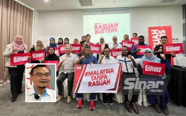 Sebahagian NGO yang hadir menyokong kempen Rasuah Busters sempena jelajah ke Perak selama tiga hari bermula Ahad. Gambar kecil: Hasbullah