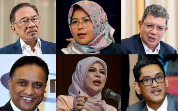 Gambar atas dari kiri: Anwar Ibrahim, Noraini Ahmad, Saifuddin Abdullah. Gambar bawah dari kiri: Reezal Merican, Rina Mohd Harun, Ahmad Faizal Azumu.