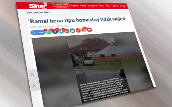 Laporan Sinar Harian pada Selasa.