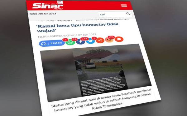 Laporan Sinar Harian pada Selasa.