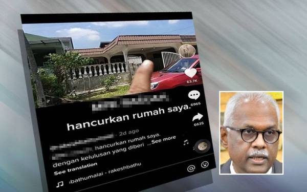 Tangkap layar video tular berkenaan rumah retak di Taman Klang Jaya, di sini. (Gambar kecil: Charles)