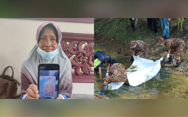 Rohani menunjukkan My Kad Allahyarhamah yang ditemui meninggal dunia dalam parit di Jalan Haji Roshidi Kampung Tebuk Berihun di sini pada Ahad.