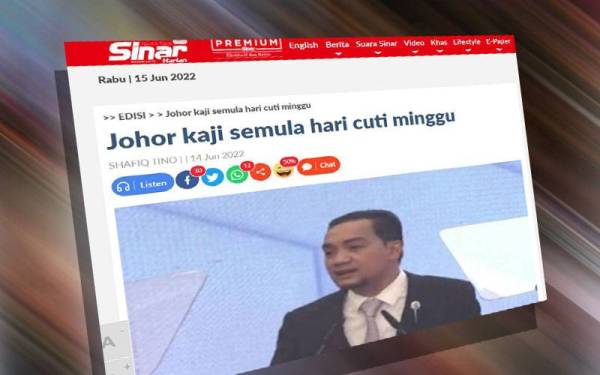 Laporan Sinar Harian pada Selasa.