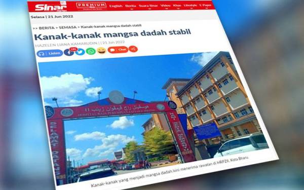 Jabatan Kesihatan Negeri Kelantan (JKNK) mengesahkan kanak-kanak yang menjadi mangsa dadah pada Isnin dilaporkan berada dalam keadaan stabil.