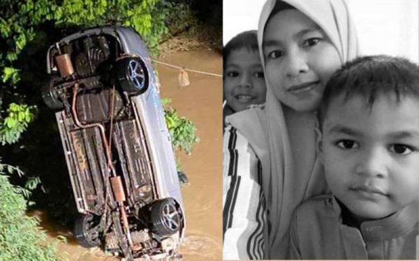 Masyitoh bersama dua anaknya ditemukan lemas selepas kereta dinaiki terjunam ke dalam sungai di Jambatan Datuk Syed Omar.