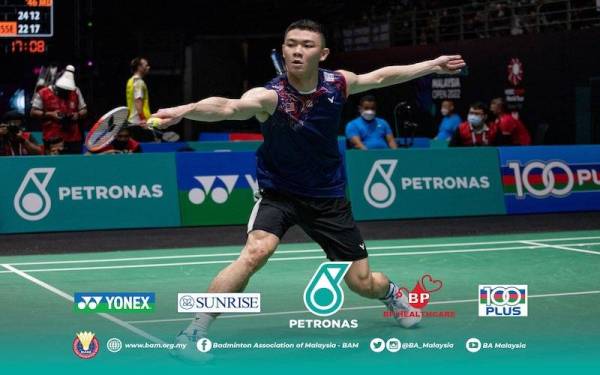 Zii Jia ketika beraksi pada pusingan pertama Terbuka Malaysia 2022. - Foto BAM