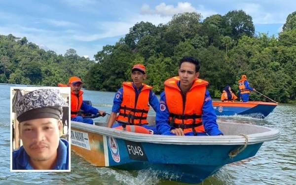 Operasi mencari dan menyelamat di Tasik Gubir memasuki hari kedua SAR. (Gambar kecil: Othman)