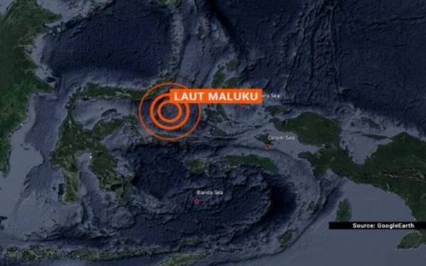 Gempa pada jarak 129km tenggara dari Bitung itu berlaku pada kedalaman 61km.