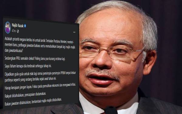 Kenyataan Najib dimuat naik di Facebook miliknya.