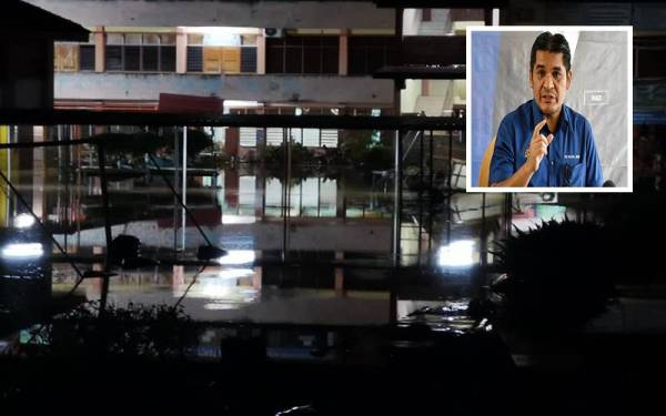 Keadaan salah sebuah sekolah yang terjejas akibat banjir di Baling, Kedah - Foto Facebook Dr Mohd Radzi/Gambar kecil: Mohd Radzi