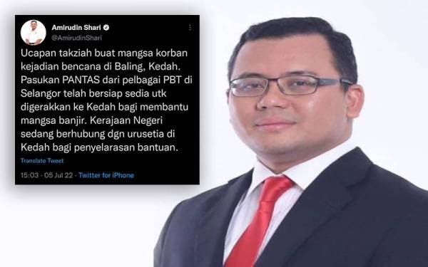 Ciapan Amirudin di Twitter pada Selasa.