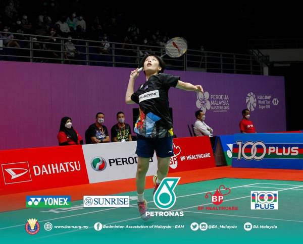 Jin Wei ketika beraksi di pusingan kelayakan Masters Malaysia sebentar tadi. -Foto BAM