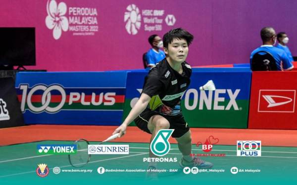 Jin Wei ketika beraksi di pusingan pertama Masters Malaysia 2022 sebentar tadi.