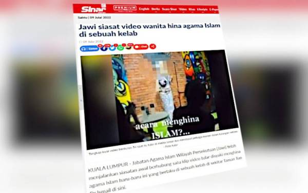 Laporan Sinar Harian pada Sabtu.