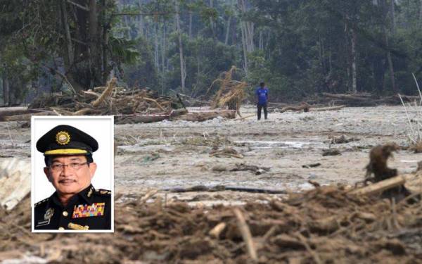 Banjir lumpur baru-baru ini mengakibatkan beratus-ratus penduduk terpaksa dipindahkan ke beberapa pusat pemindahan sementara (PPS) dengan lebih 80 rumah terjejas. Gambar kecil: Shaharom Nizam