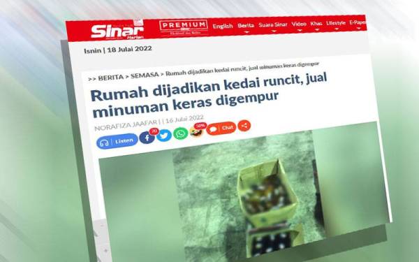 Laporan Sinar Harian pada 16 Julai lalu.