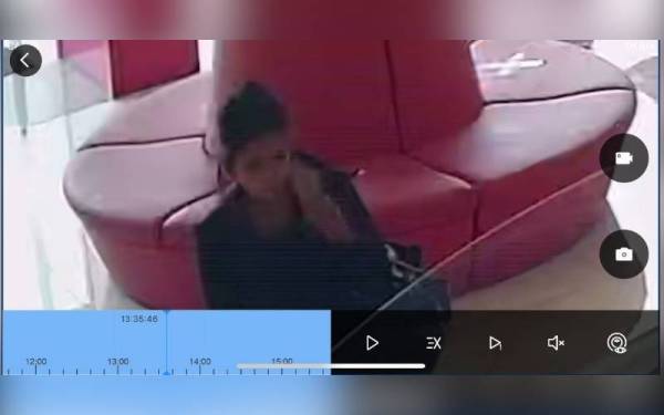 Rakaman CCTV menunjukkan wajah seorang wanita di sebuah hotel bagaimanapun disahkan bukan Zalina, Isnin lalu.