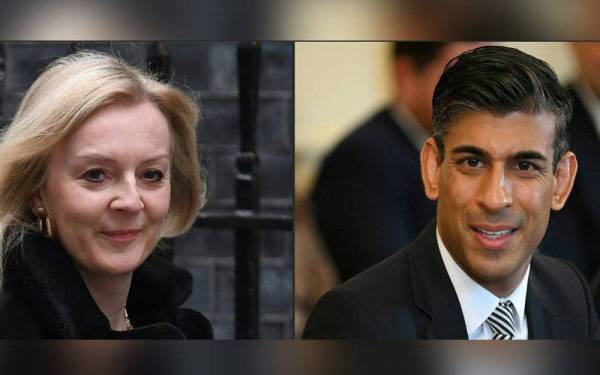 Liz Truss (kiri) dan Rishi Sunak. - Foto AFP