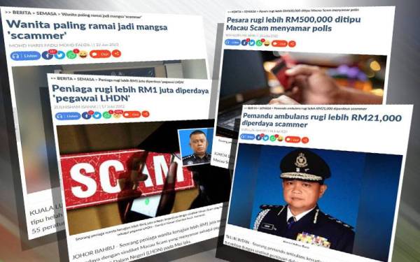 Antara laporan Sinar Harian berhubung jenayah scam yang berlaku di negara ini.