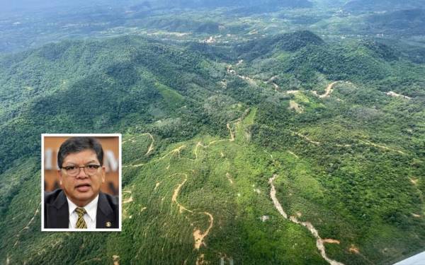 Puncak Gunung Inas yang dirakam selepas tragedi kepala air baru-baru ini. Gambar kecil: Johari Abdul