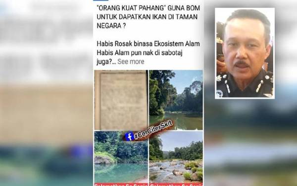 Tular dakwaan ADUN Pahang menggunakan bahan letupan untuk menangkap ikan di Sungai Sepia, Ulu Tembeling, Jerantut. (Gambar kecil): Mohd Yusri Hassan Basri