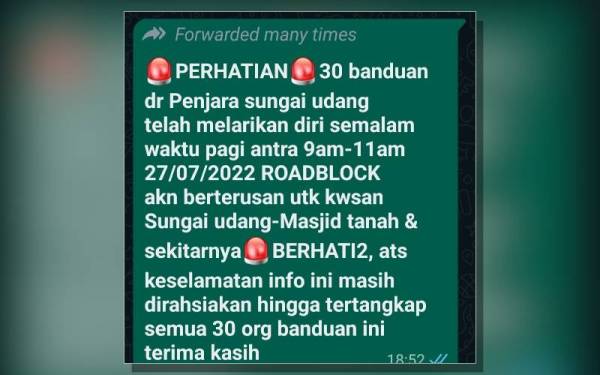 Tular dakwaan palsu di aplikasi WhatsApp sejak pagi Khamis.