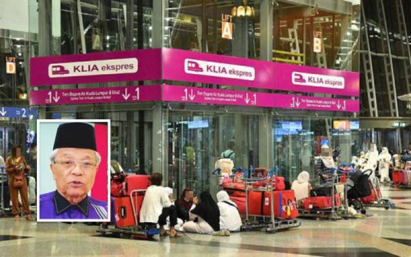 Kira-kira 380 orang bakal jemaah Haji terkandas di Lapangan Terbang Antarabangsa Kuala Lumpur (KLIA) baru-baru ini. Gambar kecil: Mohamad Din