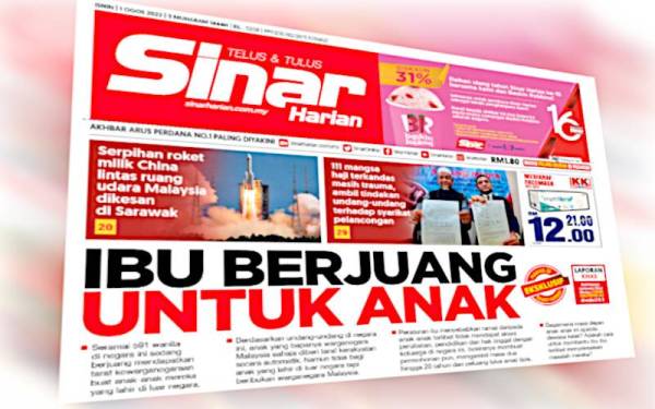 Laporan Sinar Harian siaran Isnin.