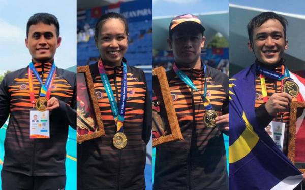 Dari kiri: Abdul Halim, Carmen, Fraidden dan Mohd Adib. - Foto Majlis Sukan Negara