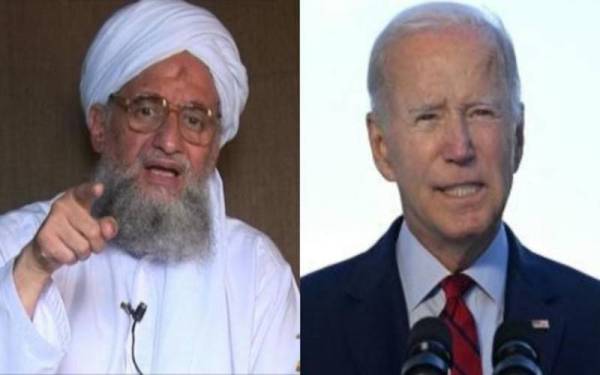 Pemimpin al Qaeda, Ayman al-Zawahiri (kiri) dan Presiden AS, Joe Biden. : Foto AFP