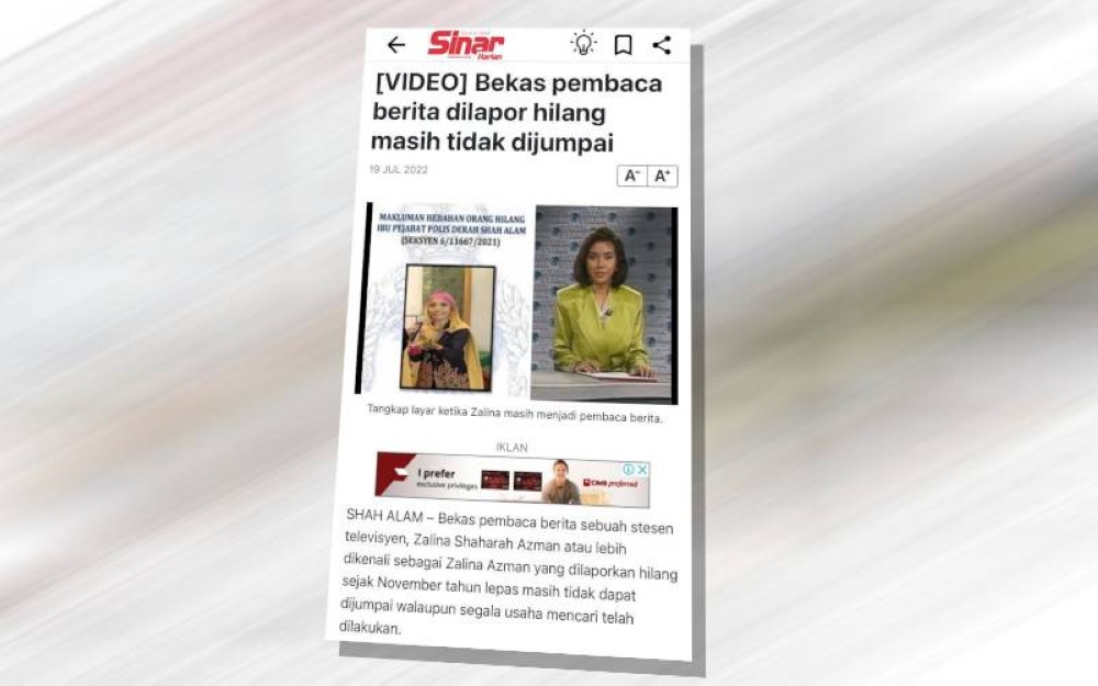 Laporan Sinar Harian.