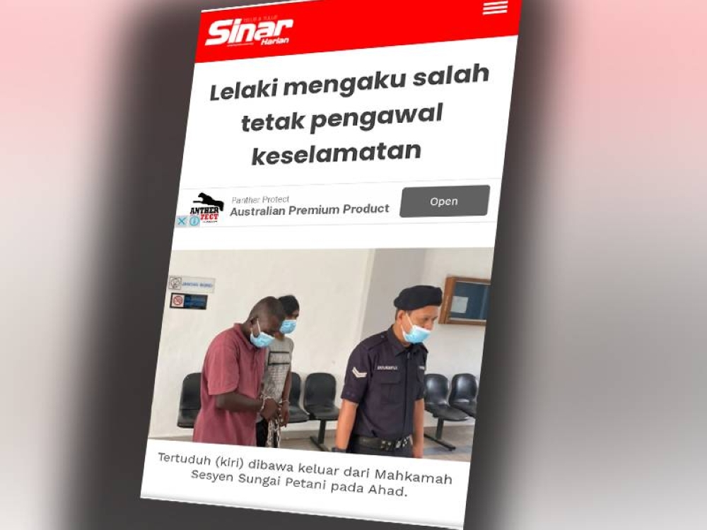 Tangkap layar laporan Sinar Harian berhubung kes membabitkan mangsa yang parah ditetak Sungai Petani baru-baru ini.