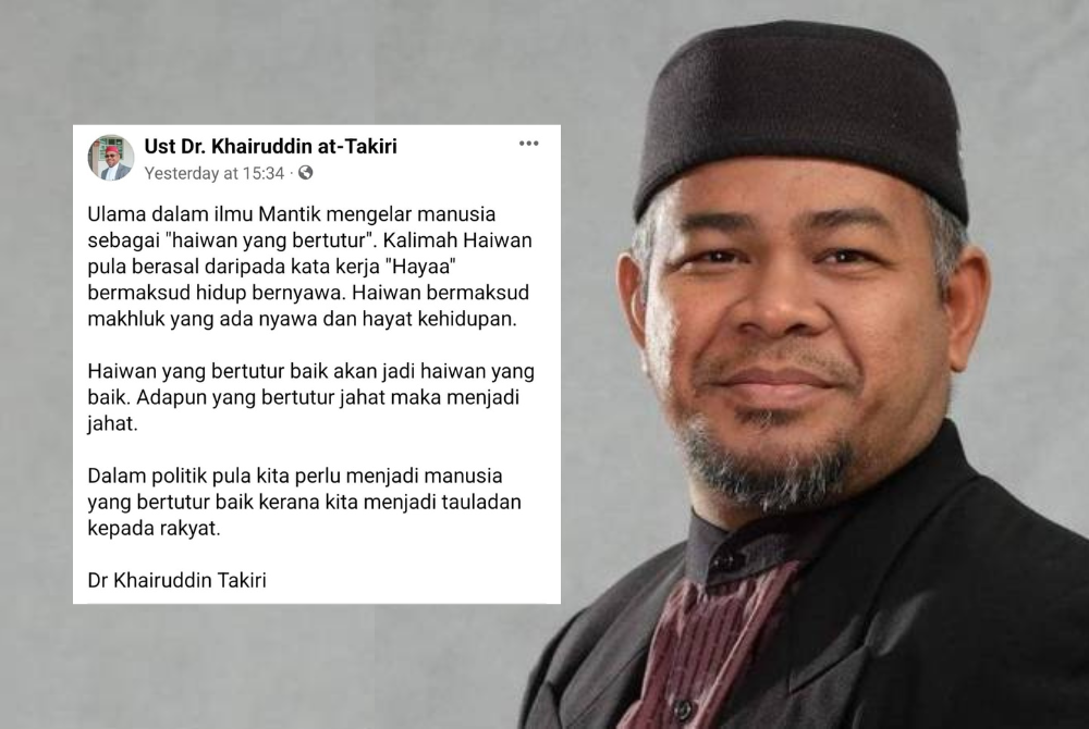 Tangkap layar kenyataan dimuat naik Mohd Khairuddin Aman di Facebooknya. Gambar kanan: Mohd Khairuddin