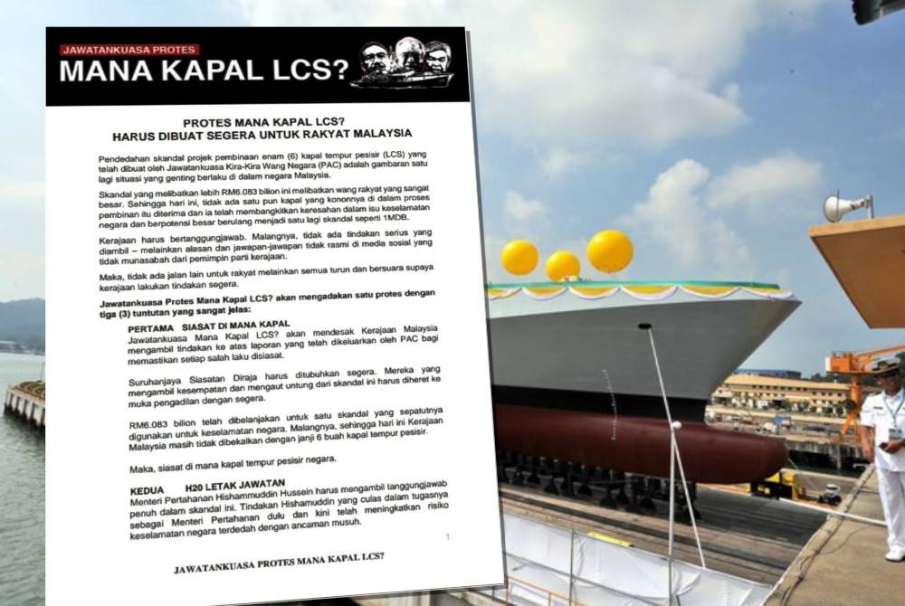 Kenyataan media Jawatankuasa Protes Mana Kapal LCS? pada Khamis.