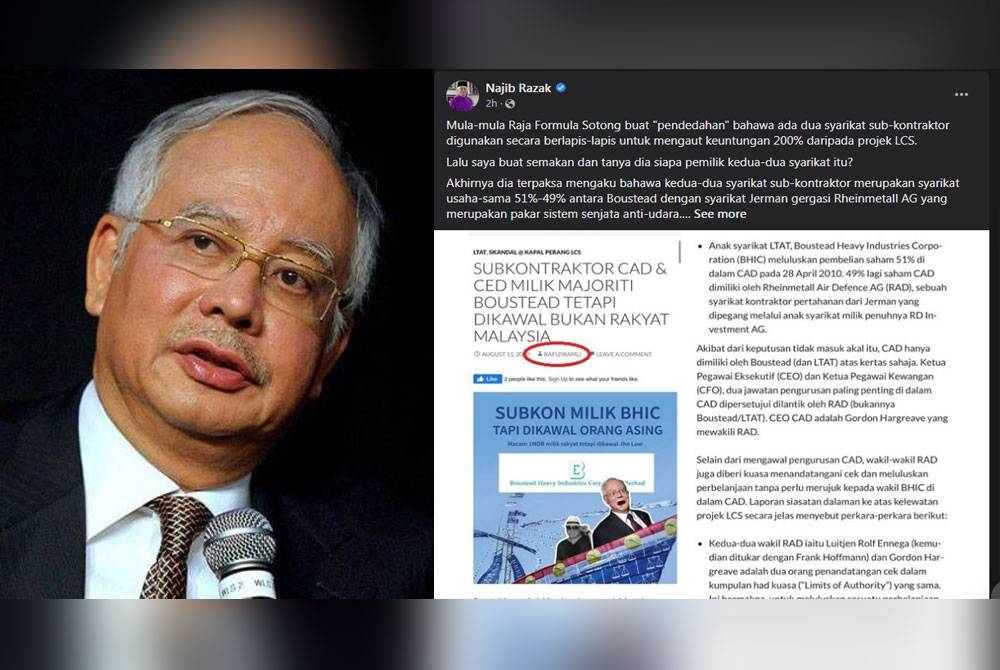 Tangkap layar Facebook Najib