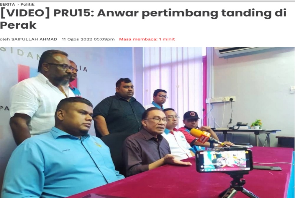 Keratan laporan Sinar Harian pada 11 Ogos 2022