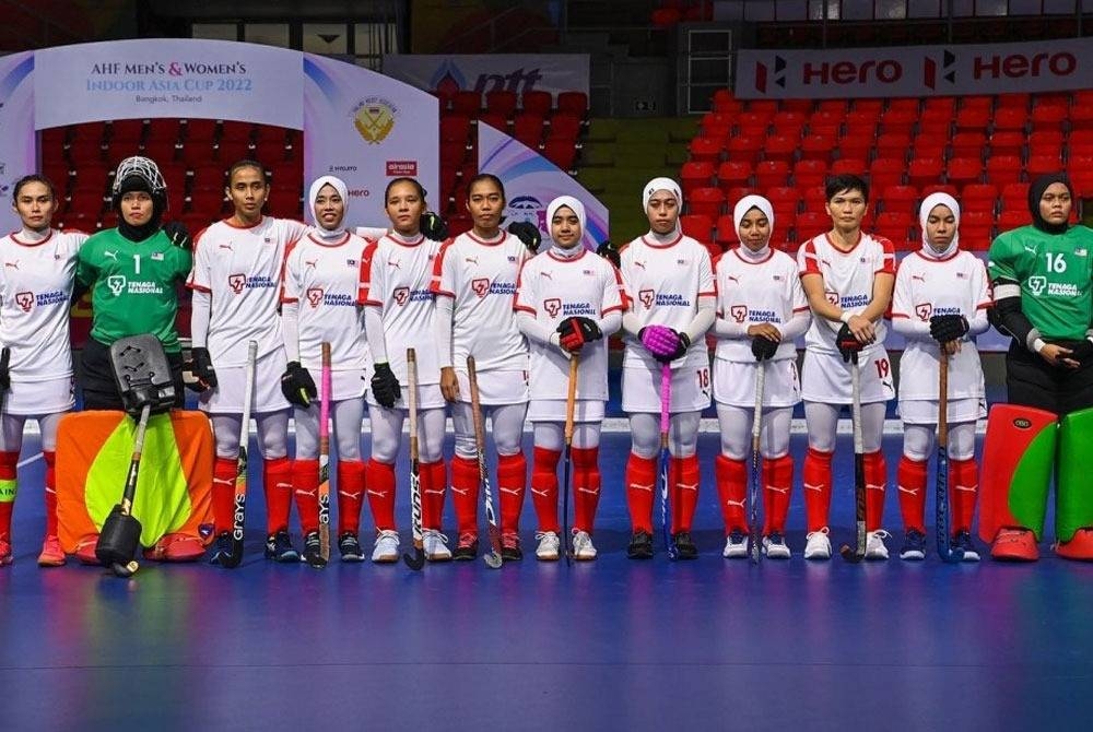 Skuad wanita negara melabuh cabaran Kejohanan Hoki Dalam Dewan Piala Asia 2022 dengan meraih pingat gangsa. - Foto Malaysian Hockey Confederation