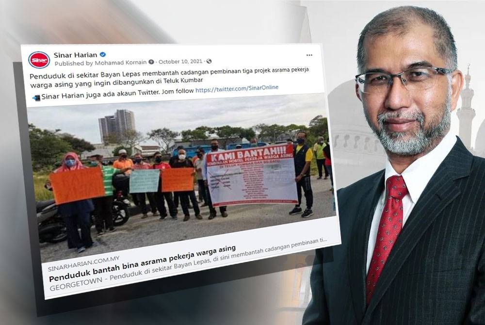 Laporan Sinar Harian berhubung bantahan penduduk. Gambar kanan: Muhammad Bakhtiar