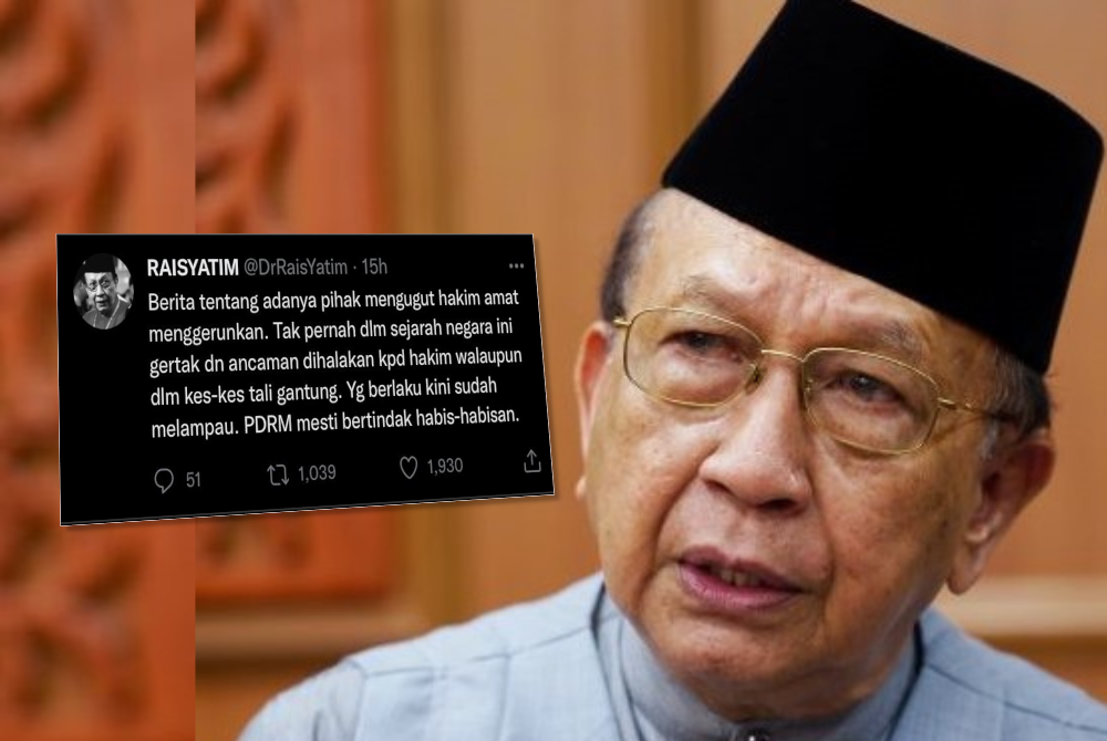 Rais Yatim. Gambar kecil: Tangkap layar Twitter Rais.