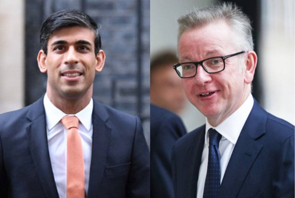 Michael Gove (kanan) dan Rishi Sunak.