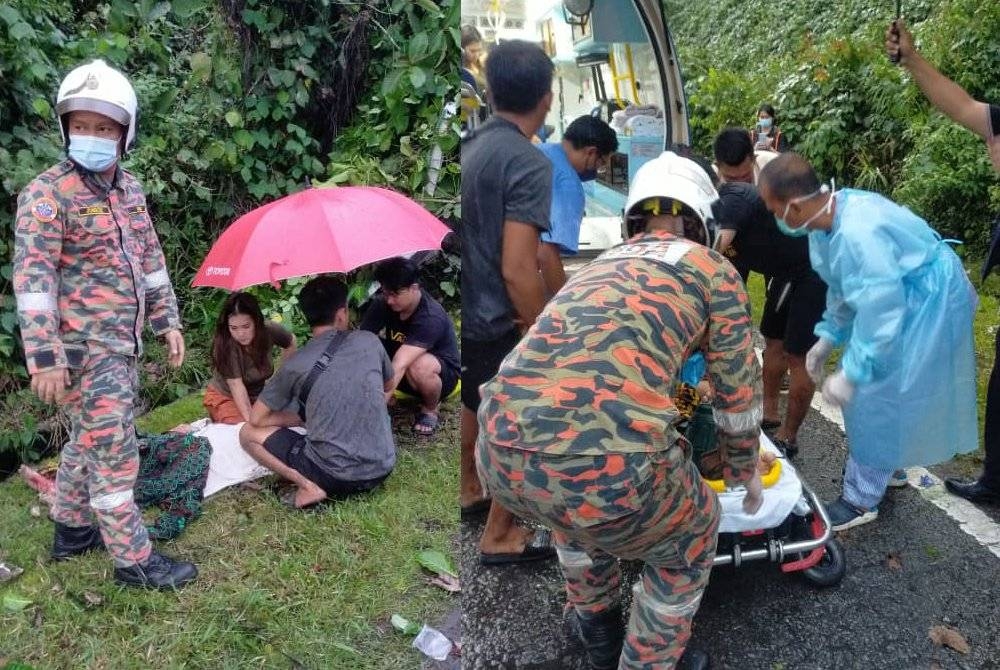 Mangsa cedera dihantar ke Hospital Papar dengan menggunakan ambulans.