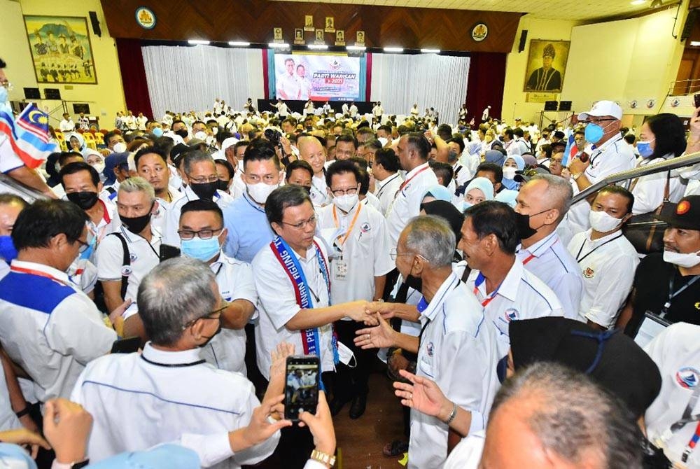 Mohd Shafie ketika hadir pada Perhimpunan Agung Tahunan dan Pemilihan Parti Warisan 2021 di Dewan Hongkod Koisaan, KDCA, Penampang.