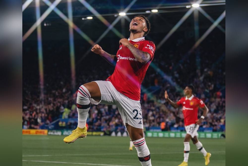 Sancho pencetak gol Manchester United di Leicester.