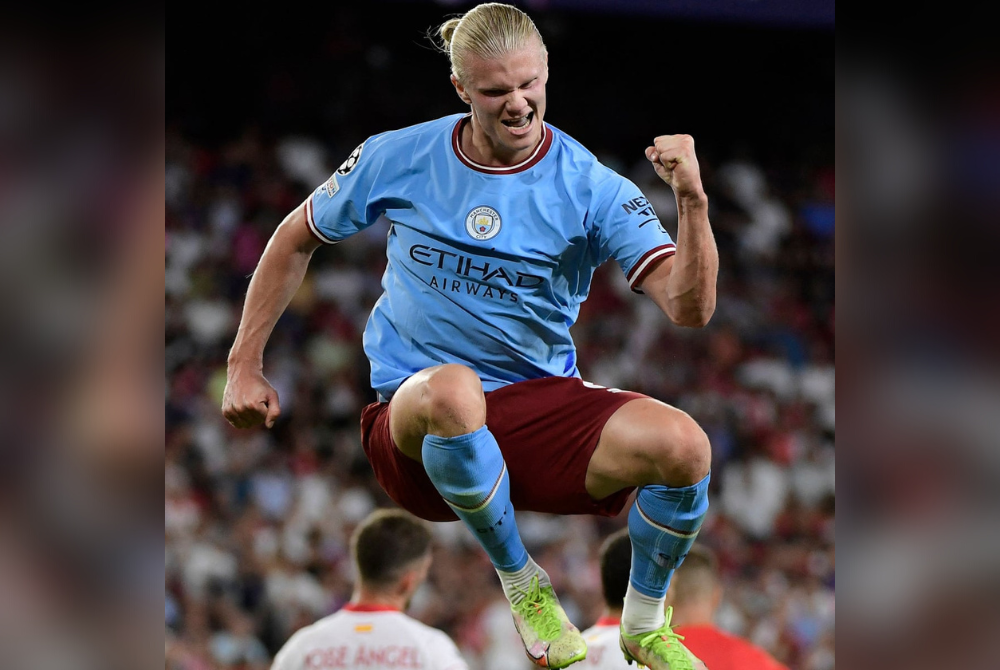 Haaland menyumbat dua gol ketika membantu City menewaskan Sevilla 4-0 pada aksi Liga Juara-Juara. - Foto Agensi.