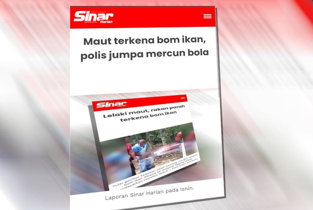 Tangkap layar laporan Sinar Harian, pada Isnin.