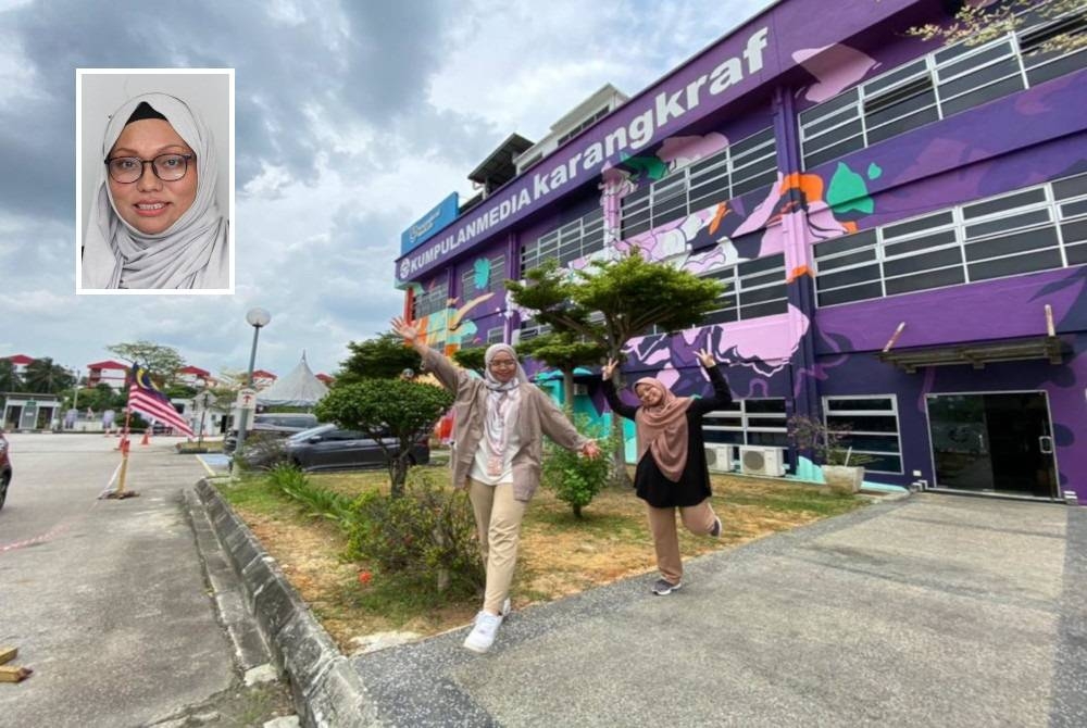 Mural baharu yang memberikan nafas baharu terhadap bangunan Karangkraf yang terletak di Seksyen 15, Shah Alam. (Gambar kecil: Firdaus)