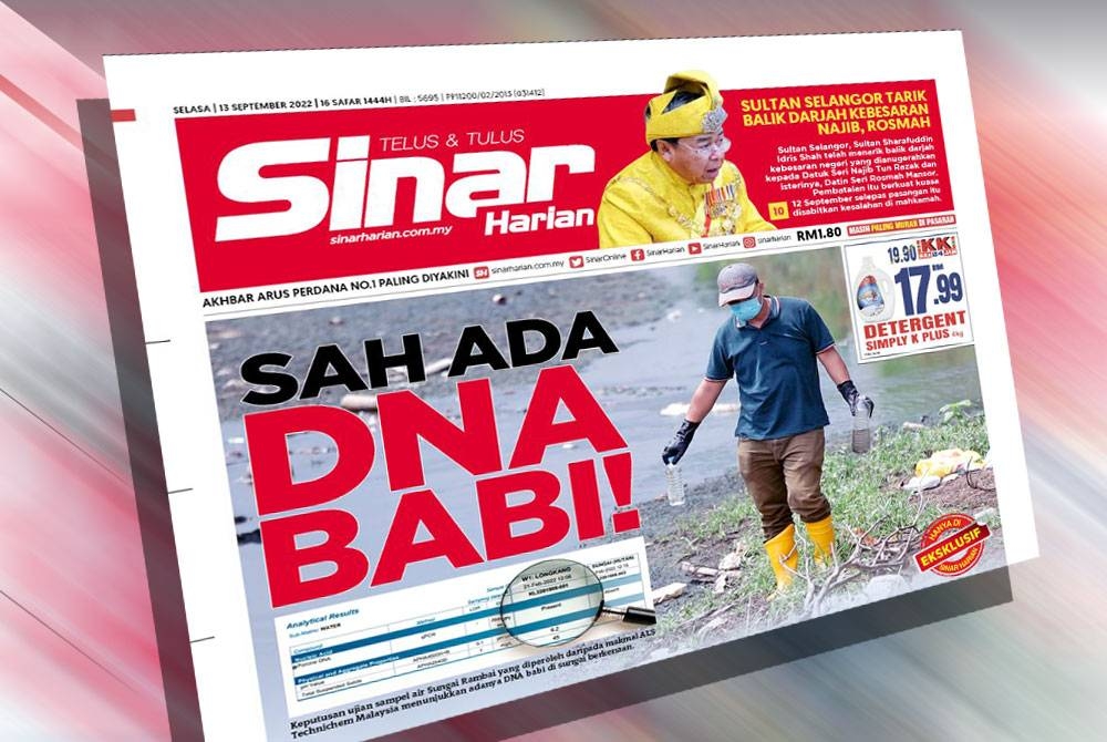 Laporan muka depan akhbar Sinar Harian pada Selasa.