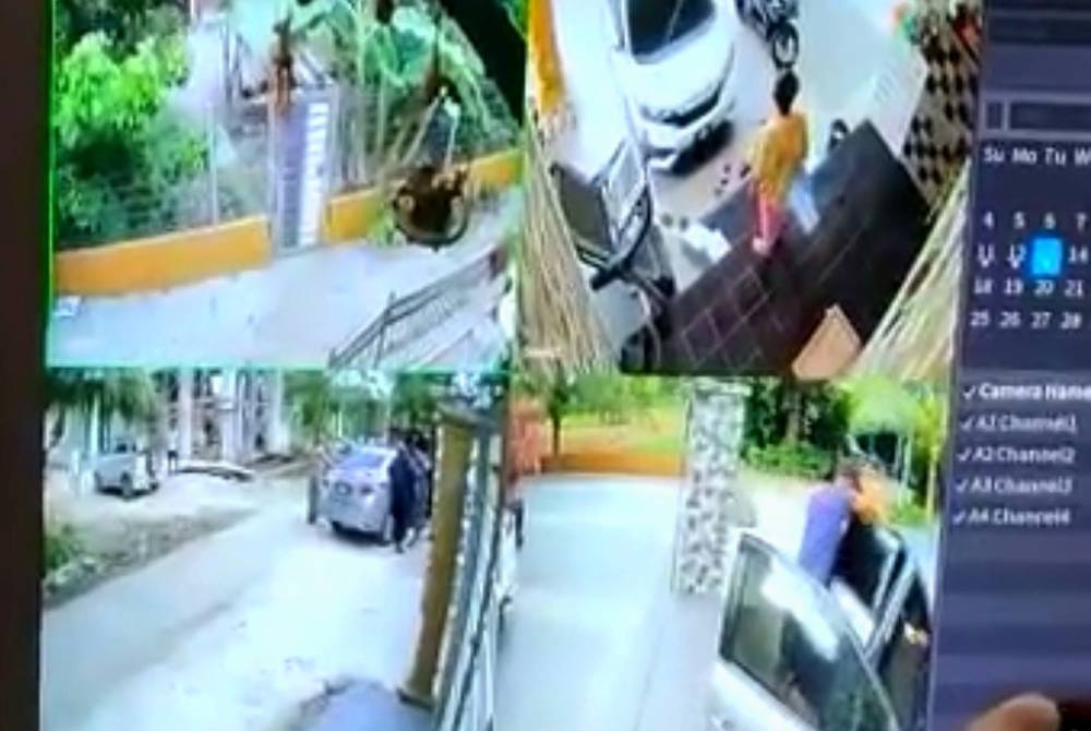 Rakaman kamera litar tertutup (CCTV) yang menunjukkan kejadian mangsa diculik di rumahnya di Kampung Semat Jal, Palekbang, Tumpat pada Selasa.