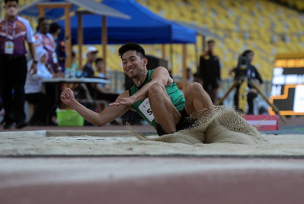 Andre merekod lompatan sejauh 7.40m untuk menghadiahkan emas buat Sabah. - Foto Bernama