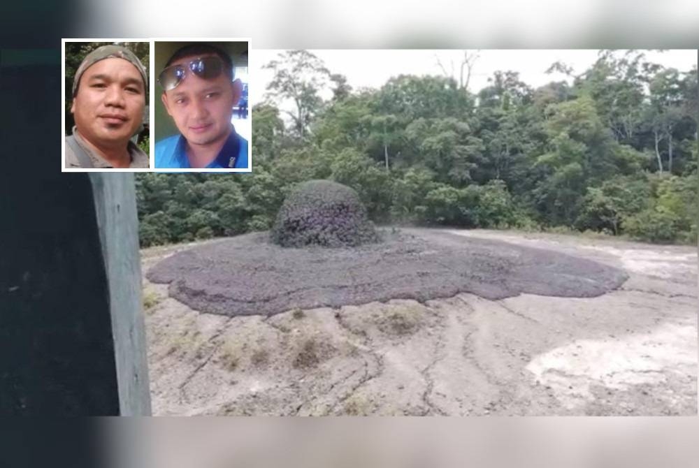 Letusan gunung berapi lumpur yang sempat dirakam berlaku di Taman Hidupan Liar Tabin, Lahad Datu. Gambar kecil: Amrafel, Hamit